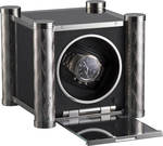 WATCH WINDERS RDI Charles Kaeser PRESTIGE K10-1 chiseled metal columns, black glass sides, leather-clad front, glass door