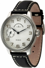 ZENO-WATCH BASEL Oversized (OS) retro Winder Ref. 8558-9-e2 steel white silver - manually wound caliber Unitas 6497