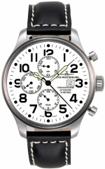 ZENO-WATCH BASEL Oversized (OS) pilot Basilea Chrono Steel White Ref. 8557TVD-i2 Self-Winding Cal. Valjoux 7750