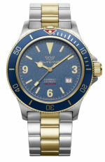 GLYCINE COMBAT 42 VINTAGE ALL STEEL IP GOLD MATTE BLUE REF. GL0262 SELF-WINDING CAL. GL224