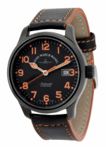 ZENO-WATCH BASEL NC Pilot PVD BLACK&ORANGE REF. 9554-bk-a15 SELF-WINDING CAL. ETA 2824-2