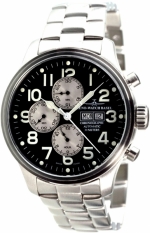 ZENO-WATCH BASEL Oversized (OS) pilot Chronograph Day-Date all steel Ref. 8557TVDD-b1M3 VJ7750
