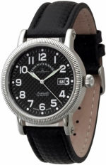 ZENO-WATCH BASEL Nostalgia Carbon Automatic Ref. 98079-s1 vintage style fluted bezel & carbon fiber dial
