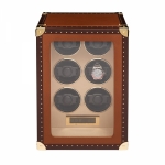 WATCH WINDERS Rapport London Est. 1898 W646 ROMER SIX WATCH WINDER BROWN LEATHER
