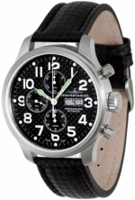ZENO-WATCH BASEL Oversized (OS) pilot Ref. 8557TVDD-s1 Steel - Carbon Chronograph Day-Date Self-Winding Cal. Valjoux 7750